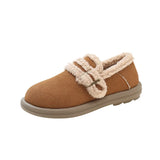 Zingj Cotton Shoes Women 2023 Winter New Casual Round Head Warm Flat Shoes One Foot Pedal Plus Velvet Loafers-Outfit
