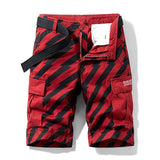 New Summer Overalls Shorts Men Cool Camouflage Summer Hot Sale Cotton Casual Men Shorts Striped 5-Point