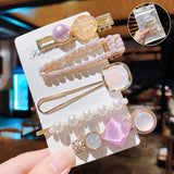 Handmade Pearls Hair Clips Pin For Women Fashion Geometric Flower Barrettes Headwear Girls Sweet Hairpins Hair