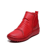 Leather Shoes Women Boots 2021 Autumn Winter Fashion Handmade Ankle Boots Warm Soft Outdoor Casual Flat Shoes