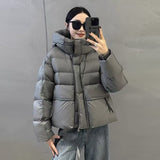 Advanced Sense Hooded Down Jacket Female 2424 New Fashion Design Sense Plus Thick White Duck Down Loose Bread Clothing Coat-Outfit