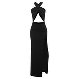 Spring And Summer New Women's Pure Color Sexy Bare Back Hanging Neck Hollow Design Open Fork