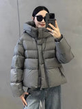 Advanced Sense Hooded Down Jacket Female 2424 New Fashion Design Sense Plus Thick White Duck Down Loose Bread Clothing Coat-Outfit