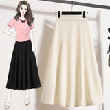 Zingj Plus Size Women's Wear New Summer High Waist Skirt In A Long Pendant Suit Half Skirt A-Line Skirt-Outfit