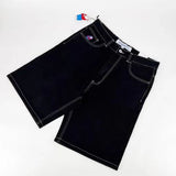Fashionable Fashion Brand Printed Denim Shorts Men's High Street Casual Wide-Legged Five-Cent