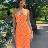 Spring And Summer 2024 Ins Women's New Sexy Body-Dexite Slinging Floral Dress