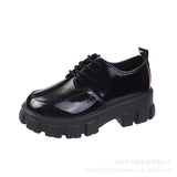 Zingj Size 2023 New British Style Lace-Up Single Shoe Platform Heighten Small Leather Shoes Women Retro Loafers Women-Outfit