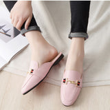 New Round-Headed Slippers Women Without Heel Half-To-Head Out Of The Head Muller Shoes Size