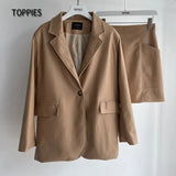 2021 New Women PU Jackets Fashion Female Streetwear Coat + Leather Skirt Office Lady A-line Short