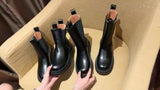 Football Club Boots And Girls Increase 2024 New Spring And Autumn Super Hot Chimney Short Boots Thick Soles Martin Boots