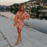 Women Floral Print Bodycon Mini Skirt New Casual Office Lady Knot High Waist Female Vacation