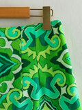 2023 Green Mini Skirts For Women High Waist Skirt Woman Vintage Print Short Skirts Woman Fashion Boho Summer Beach