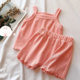 Comfortable Sleeveless Tops+Pant Kids Clothes Solid Colors Boy Clothing Set Toddler Boy Girls Vest Child Pajama