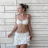 Ruched Bralette And Mini Skirt Set-Outfit