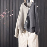 cardigan loose all-match irregular sweater jacket women spring and autumn long-sleeved v-neck leisure