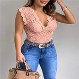 Women Slim Tunic Lace V Neck T-shirt 2022 Sexy Elegant Summer Short Sleeve T Shirt Lace Flower Tops