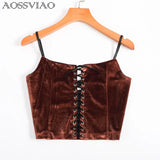 Sale 2021 Balck Vest Women Bandage Cross Up Tank Tops Summer Ladies Sexy Sleeveless Crop Top Casual V-Neck Short