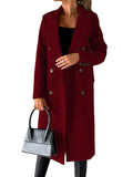 Women's Spring 2025 Coat Hair, Coat Solid Long Sleeve Double Buckle Bag Temperament