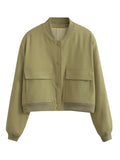 Zingj Spring And Autumn New Standing Collar Large Pocket Women's Jacket Jacket Female-Outfit
