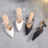 Zingj New Large Size Slippers Size 35-42 Pointed Fairy Wind Muller Fashion Rhinestone Women's Shoes-Outfit