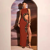 Zingj Women's Wear Summer 2024 New Sleeveless Sexy Slim Slit Dress Hollow-Out Dress