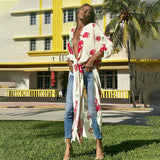 Print Tunic Long Kimono Plus Size Sexy Beach Wear 2022 Summer Clothing For Women Tops and Blouses Shirts