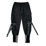 Leg Embroidery Overalls Men's New Dark Trend Big Pocket Ribbon Loose Feet Harlan Pants