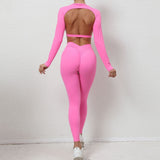 Zingj And Winter Big Show Back Long Sleeve Jacket Tight Yoga Pants Nude Feeling Quick-Dry Sports Suit Show Slim Fitness Suit-Outfit