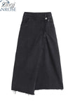 Fashion Loose Sexy Lrregular Denim Skirt Women 2023 Long Jean Skirt High Waist Pencil Skirt Ladies Black Casual
