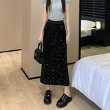 Micro-Fat Mm2025 Spring New High-Waisted Bright Split-Dress Woman This Year's Popular A-Word Long