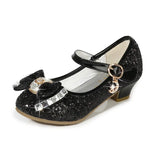 Kids Shoes for Girls Children Girls Shoes Butterfly Knot High Heel Princess Shoes Glitter Leather Party Dress