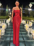 Red Sequin Wrapped Bodycon Mini Dress- Outfit