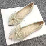 New Soft Bottom Standing Without Tired Bow Flat Shoes Temperament Suitable For Bridesmaid Dress Shoes 2025
