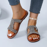 Zingj Slippers Female 2024 Summer Soft Bottom Wear A Line Diamond Beach