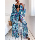 Sexy Bikini Cover-ups Boho Printed Fringed Long Kimono Carfigan Tunic Women Plus Size Beach Wear Swim Suit Cover