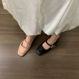 Temperament Square Head Mary Jane Single Shoes Women's Shoes 2025 New Summer Retro With Skirt Pink Spring And Autumn Evening