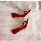 Shoes Women 2025 New Bridal Shoes Red Show Heds Wedding Dress Two Wear Not Tired High Heels Wedding Red