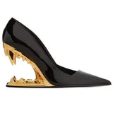 New Pointed Bag Head Pedal Metal Teeth High Heel Single Shoe Shaped Heel Large Women's