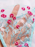 Blue Sheer Floral Lingerie Set- Outfit