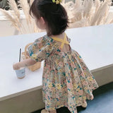Summer New Fashion Baby Girl Dresses Princess Clothing Cute Party Cotton Flower Children Short Sleeve Sweet Floral