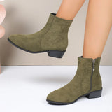Velvet Velvet Short-Box Martin Boots New Coarse And British Wind Side Zipper Thin Bare