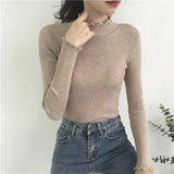 Ruched Women Sweater High Elastic Solid 2021 Fall Winter Fashion Sweater Women Slim Sexy Knitted Pullovers Pink