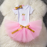 Girls Summer Dress Cute Newborn Baby Girl Clothes 1st Birthday Baby Bodysuit Romper+Ruffles Tutu Skirt +Headband