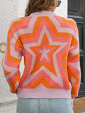 Sweater Women Jumper Stars Print Pullover Female Round Neck Long Sleeve Top Ladies Fashion Knitwear Y2k Jersey