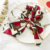 Chiffon Bowknot Silk Hair Scrunchies Women Pearl Ponytail Holder Hair Tie Hair Rope Rubber Bands Headwear Hair