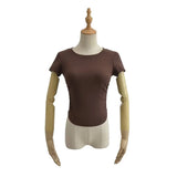 Zingj Trendy Women's Wear Summer New Wrinkled Round-Collar Blouse Shows Slim, Tall Waist, Short Style Navel Short-Sleeved
