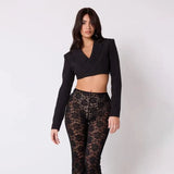 High Waist Sheer Lace Pants-Outfit