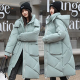 Down Cotton Jacket Female Long Over The Knee 2024 Winter Cotton-Padded Jacket Korean Version Loose Oversize Cotton-Padded Coat Design Sense Coat-Outfit