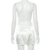 Rayon Suspender Dresses For Women Summer Sexy Backless Party Club Mini Slit Dress Adjustable