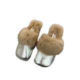 Red Explosion Bag Head Hair Slippers Women Wear Plus Plus Velvet And Anti-Slip 2025 New Autumn And Winter Plush Warm Cotton